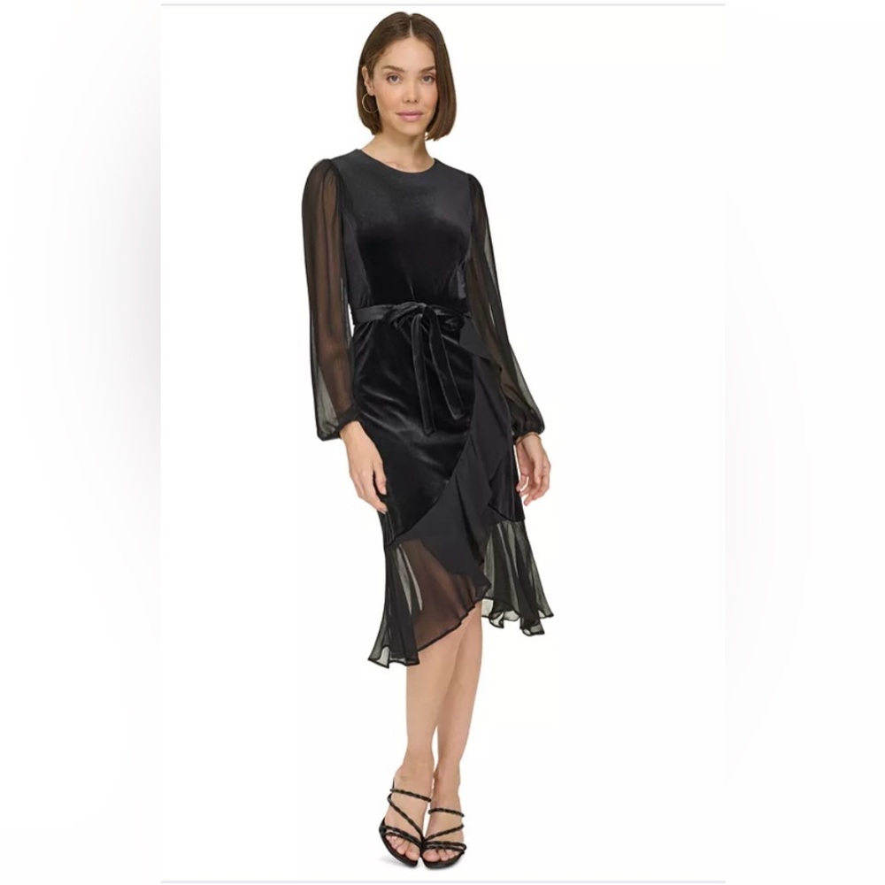 Velvet Chiffon high-low dress